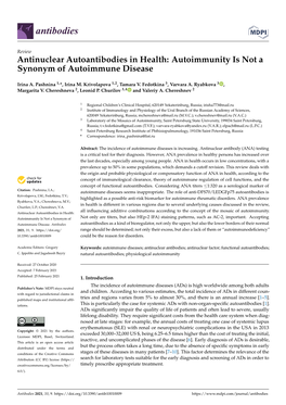 Antinuclear Autoantibodies in Health: Autoimmunity Is Not a Synonym of Autoimmune Disease