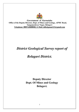 District Geological Survey Report of Belagavi District