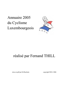 Annuaire 2005 Du Cyclisme Luxembourgeois