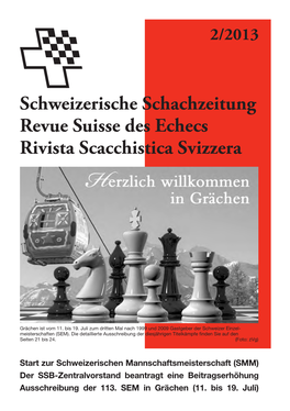 Schweizerische Schachzeitung Revue Suisse Des Echecs Rivista Scacchistica Svizzera