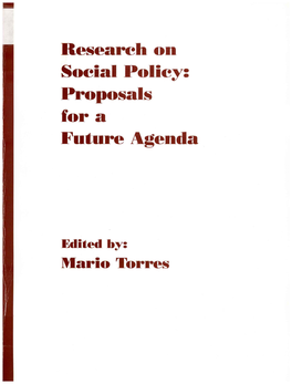 Research on Social Policy: Proposals for a Future Agenda