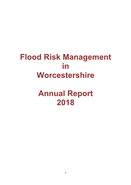 Flood Risk Management in Worcestershire Annual Report 2018