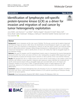 (LCK) As a Driver for Invasion and Migration of Oral Cancer B