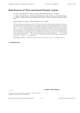 Band Structure of Three-Dimensional Phononic Crystals