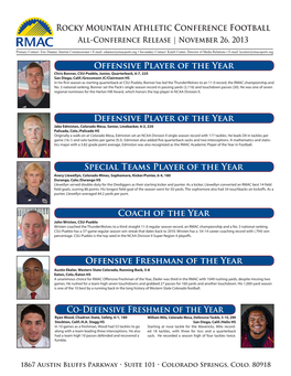 All-RMAC Football Teams