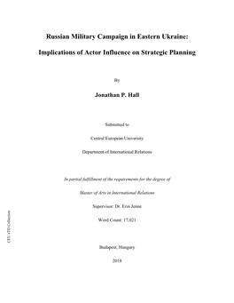 Russian Military Campaign in Eastern Ukraine: Implications of Actor