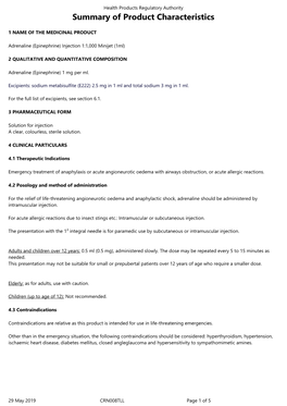 Summary of Product Characteristics