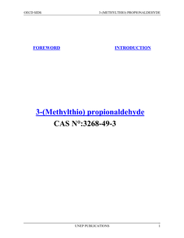 3-(Methylthio) Propionaldehyde CAS N°:3268-49-3