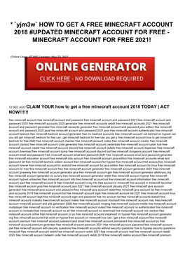 Minecraft Account for Free - Minecraft Account for Free 2021!