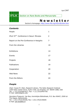 Newsletter, April 2007