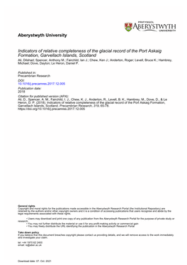 Indicators of Relative Completeness of the Glacial Record of the Port Askaig