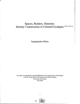 Identity Construction in Colonial Goalpara ( J X Ssj V Oa V