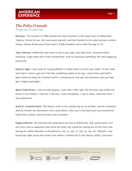 The Polio Crusade Program Transcript