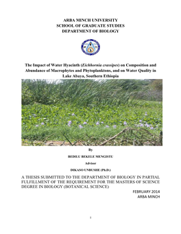 A Thesis Submitted to the Department of Biology In