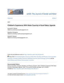 Children's Experience with Water Scarcity in Rural Rakai, Uganda