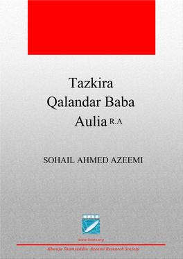 Tazkira Qalandar Baba Auliar.A