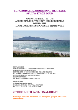 Eurobodalla Aboriginal Heritage Study: Stage Four