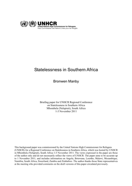 Statelessness in Southern Africa (Final)