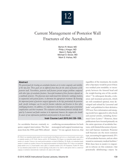 Current Management of Posterior Wall Fractures of the Acetabulum