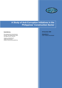 A Study of Anti-Corruption Initiatives in the Philippines' Construction Sector