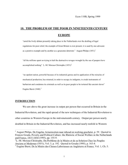 10. the Problem of the Poor in Nineteenth Century Europe