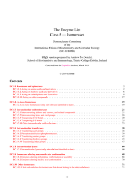 The Enzyme List Class 5 — Isomerases