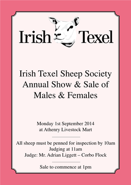 Irish Texel Sheep Society Annual Show & Sale of Males & Females