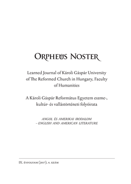 Learned Journal of Károli Gáspár University of the Reformed Church in Hungary, Faculty of Humanities