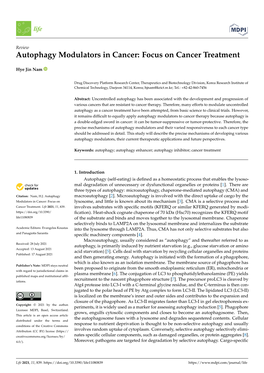 Autophagy Modulators in Cancer: Focus on Cancer Treatment