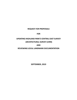 Request for Proposals for Updating Highland