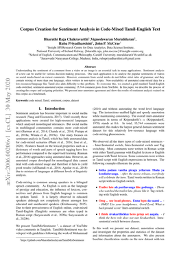 Corpus Creation for Sentiment Analysis in Code-Mixed Tamil-English Text