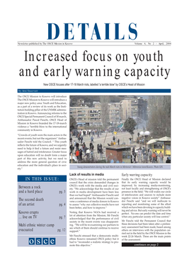 Increased Focus on Youth and Early Warning Capacity