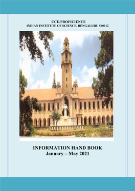 INFORMATION HAND BOOK January – May 2021