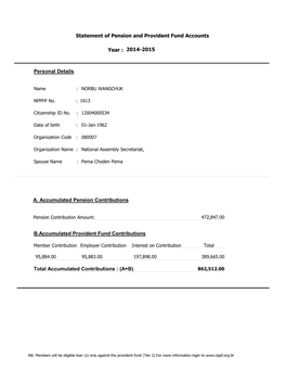 Statement of Pension and Provident Fund Accounts 2014-2015