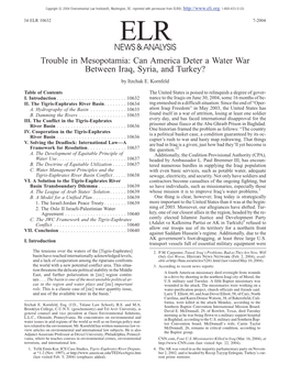 Trouble in Mesopotamia: Can America Deter a Water War Between Iraq, Syria, and Turkey? by Itzchak E