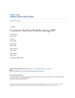 Crummer/Suntrust Portfolio Spring 2007 David Archer Rollins College