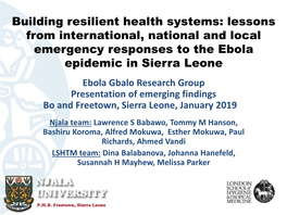 Building Resilient Health Systems: Lessons from International, National