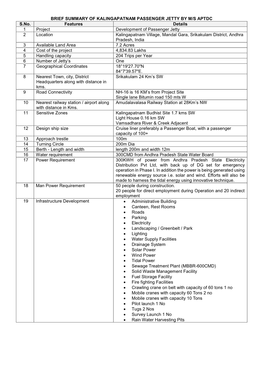 BRIEF SUMMARY of KALINGAPATNAM PASSENGER JETTY by M/S APTDC S.No