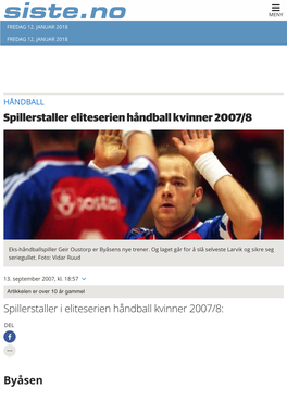 Spillerstaller Eliteserien Håndball Kvinner 2007/8 Byåsen