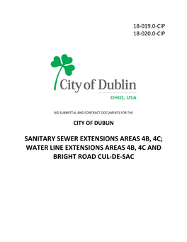 Sanitary Sewer Extensions Areas 4B, 4C; Water Line Extensions Areas 4B, 4C and Bright Road Cul‐De‐Sac