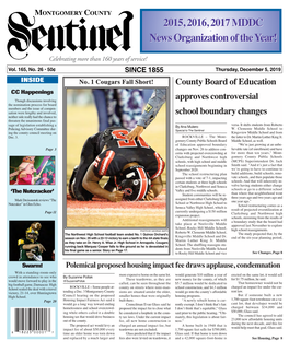 THE MONTGOMERY COUNTY SENTINEL DECEMBER 5, 2019 EFLECTIONS R the Montgomery County Sentinel, Published Weekly by Berlyn Inc