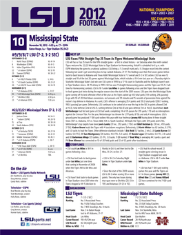 Game 10 Notes Vs. Mississippi State.Indd