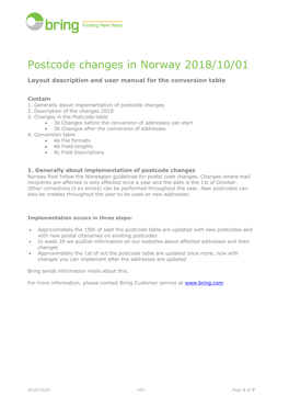 Postcode Changes in Norway 2018/10/01