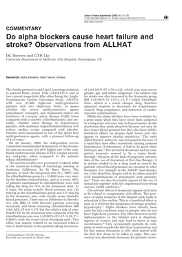 Do Alpha Blockers Cause Heart Failure and Stroke? Observations from ALLHAT