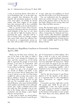 Remarks at a Republican Luncheon in Greenwich, Connecticut April 9, 2002