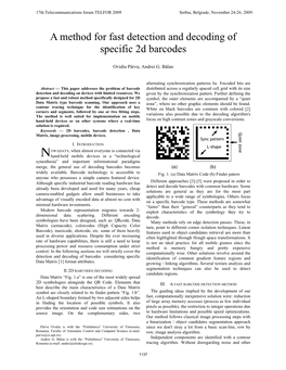 A Method for Fast Detection and Decoding of Specific 2D Barcodes