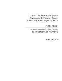 Cultural Resource Survey, Testing, and Geotechnical Monitoring