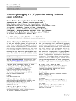 Molecular Phenotyping of a UK Population: Defining the Human