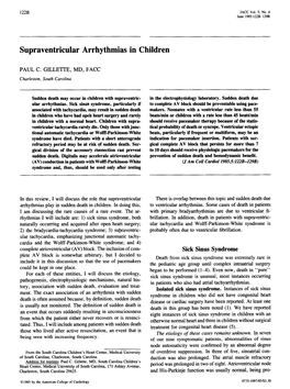 Supraventricular Arrhythmias in Children