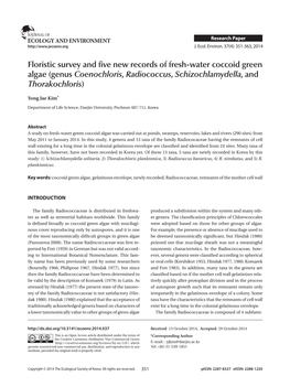 Floristic Survey and Five New Records of Fresh-Water Coccoid Green Algae (Genus Coenochloris, Radiococcus, Schizochlamydella, and Thorakochloris)
